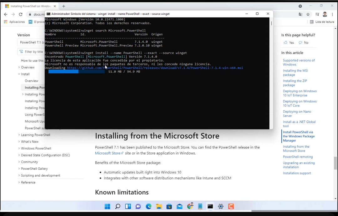 Como descargar e instalar nueva versión de Windows PowerShell